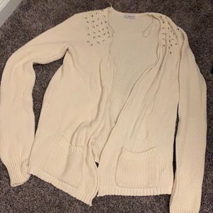 LA Heart Cream Cardigan W Silver Studded Shoulders
